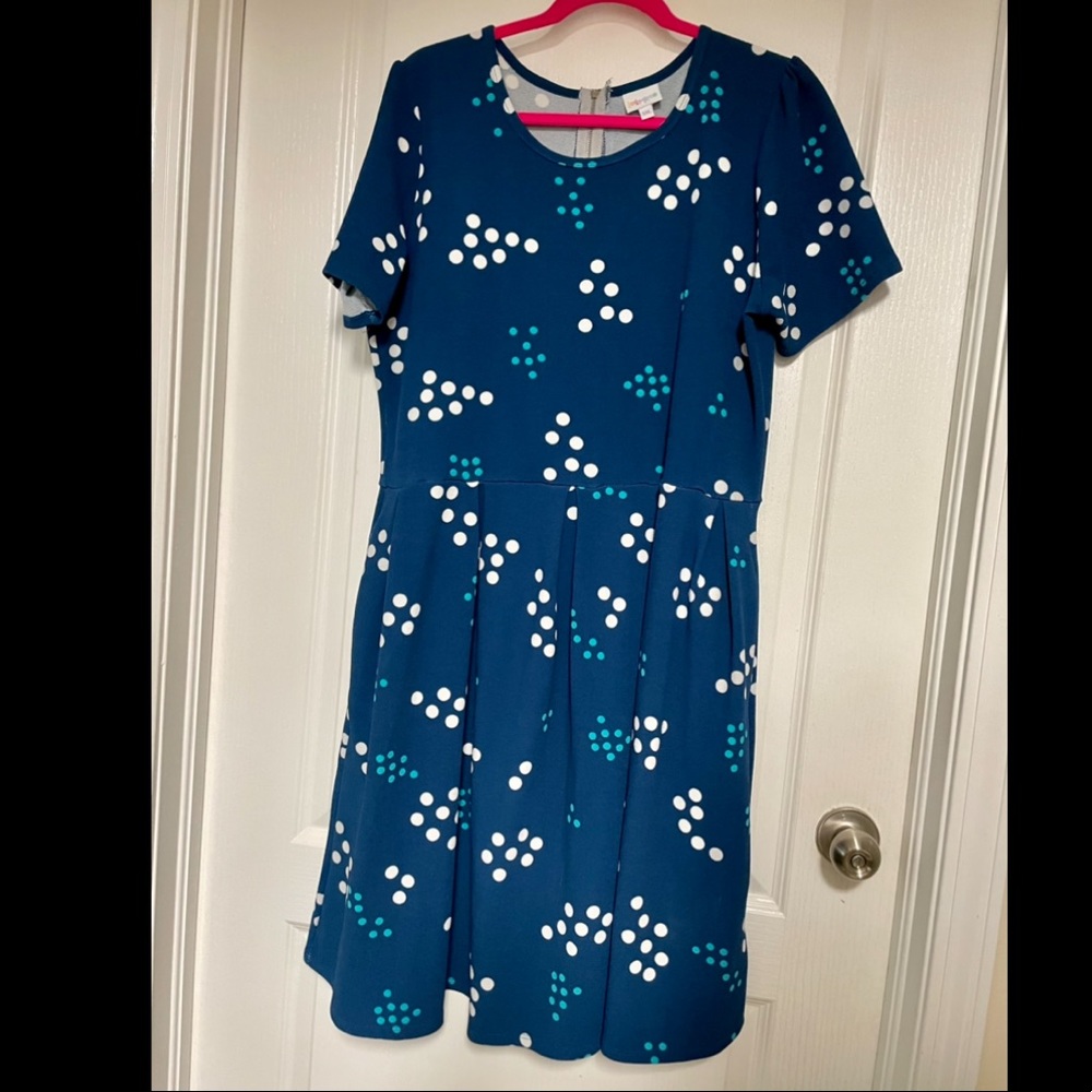 PLUS LLR LuLaRoe Amelia Textured Fit n Flare Dress 3XL 3X 24 24W